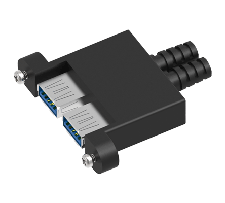 2 Connettori A Pannello USB 3.0 Femmina-Femmina Con Tappo Antipolvere - Estensore Dati 5Gbps, Montaggio A Vite, Nero
